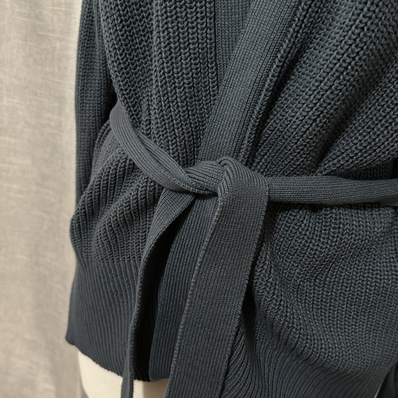 Loft Outlet-Open Front Cardigan With Ties-Sz S-Cotton-Blue Gray Color-Worn 1X - Picture 4 of 15